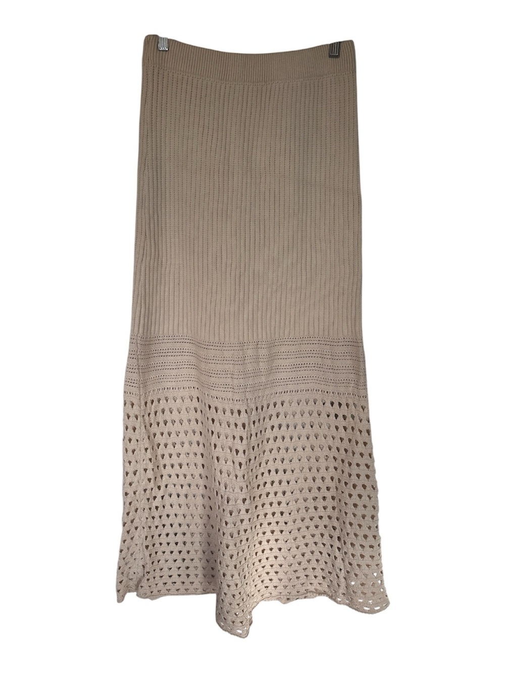 Free People Beige Crochet-Panel Maxi Skirti